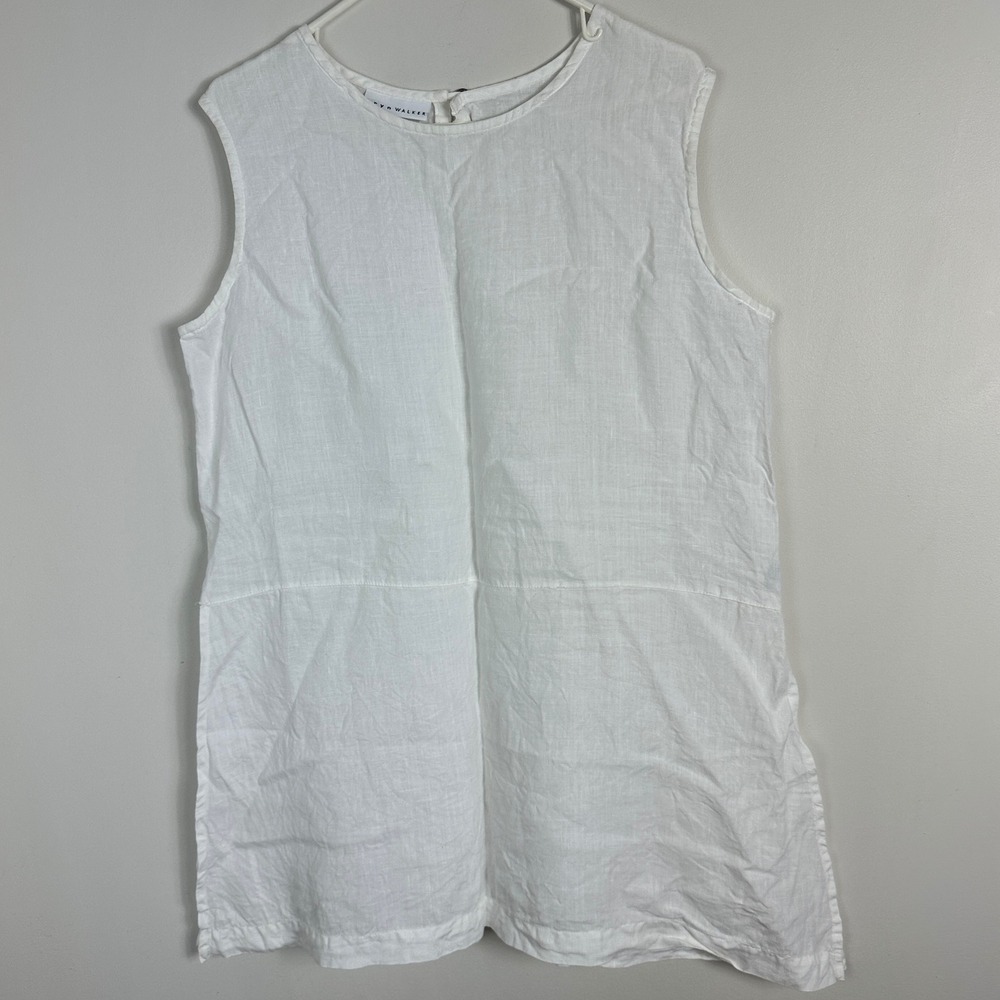 Bryn Walker 100% Linen White Tunic Top Womens Size XL Layering Lagenlook Minimal - Picture 12 of 13
